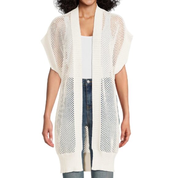 NWT Time and Tru White Women's Crochet Layering Duster Size L-XL - Picture 11 of 12